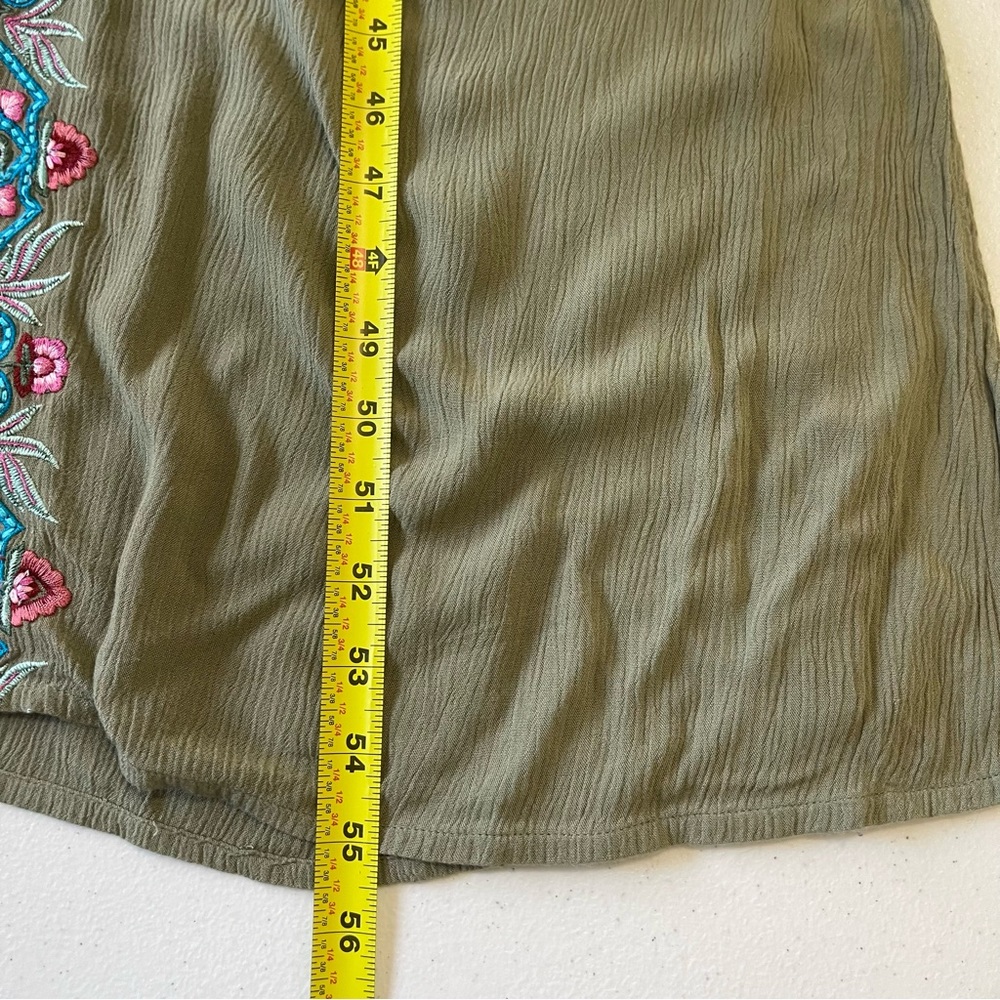 Soft Surroundings Green Maxi Dress with Blue and Red Accents - Picture 11 of 12